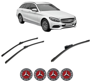Set 3 stergatoare MERCEDES-BENZ C-CLASS T-Model (S205) din 2014-2021, pentru parbriz si luneta fata si spate auto, Bosch Aerotwin-Aerotwin, din cauciuc siliconat rezistent, 4 Stickere Auto MERCEDES-BENZ - Img 2