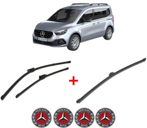 Set 3 stergatoare MERCEDES-BENZ CITAN Tourer (W420) din 2021, pentru parbriz si luneta fata si spate auto, Valeo Silencio Xtrm, din cauciuc siliconat rezistent, 4 Stickere Auto MERCEDES-BENZ v13378