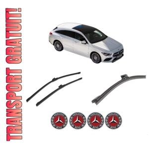 Set 3 stergatoare MERCEDES-BENZ CLA Shooting Brake (X118) din 2019-2020, pentru parbriz si luneta fata si spate auto, Bosch Aerotwin-Aerotwin, din cauciuc siliconat rezistent, 4 Stickere Auto MERCEDES-BENZ