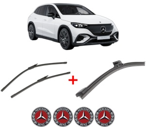 Set 3 stergatoare MERCEDES-BENZ EQE SUV (X294) din 2022, pentru parbriz si luneta fata si spate auto, Bosch Aerotwin, din cauciuc siliconat rezistent, 4 Stickere Auto MERCEDES-BENZ v5459
