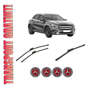 Set 3 stergatoare MERCEDES-BENZ GLA-CLASS (X156) din 2013-2019, pentru parbriz si luneta fata si spate auto, Bosch Aerotwin-Aerotwin Multi, din cauciuc siliconat rezistent, 4 Stickere Auto MERCEDES-BENZ