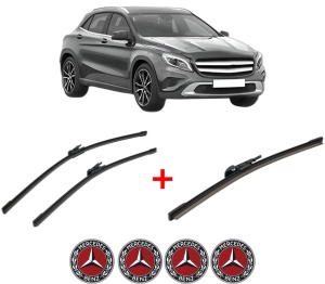 Set 3 stergatoare MERCEDES-BENZ GLA-CLASS (X156) din 2013 - 2019, pentru parbriz si luneta fata si spate auto, Bosch Aerotwin, din cauciuc siliconat rezistent, 4 Stickere Auto MERCEDES-BENZ v3419