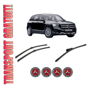 Set 3 stergatoare MERCEDES-BENZ GLB (X247) din 2019-2023, pentru parbriz si luneta fata si spate auto, Bosch Aerotwin-Aerotwin, din cauciuc siliconat rezistent, 4 Stickere Auto MERCEDES-BENZ