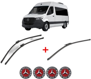 Set 3 stergatoare MERCEDES-BENZ SPRINTER 3,5-t Tourer Bus (B907) din 2018 - 2021, pentru parbriz si luneta fata si spate auto, Valeo Silencio Xtrm, din cauciuc siliconat rezistent, 4 Stickere Auto MERCEDES-BENZ v14278