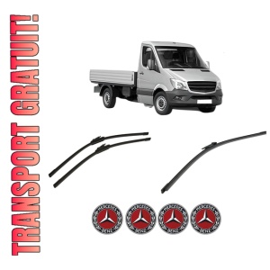 Set 3 stergatoare MERCEDES-BENZ SPRINTER 3-t Platform/Chassis (B906) din 2006-2018, pentru parbriz si luneta fata si spate auto, Bosch Aerotwin-Aerotwin, din cauciuc siliconat rezistent, 4 Stickere Auto MERCEDES-BENZ