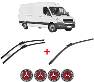 Set 3 stergatoare MERCEDES-BENZ SPRINTER 3-t Van (B906) din 2006 - 2018, pentru parbriz si luneta fata si spate auto, Bosch Aerotwin, din cauciuc siliconat rezistent, 4 Stickere Auto MERCEDES-BENZ v7079