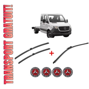 Set 3 stergatoare MERCEDES-BENZ SPRINTER 4-t Platform/Chassis (B907, B910) din 2018 - 2021, pentru parbriz si luneta fata si spate auto, Bosch Aerotwin, din cauciuc siliconat rezistent, 4 Stickere Auto MERCEDES-BENZ
