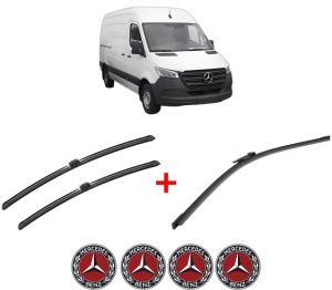 Set 3 stergatoare MERCEDES-BENZ SPRINTER 5-t Van (B907) din 2020, pentru parbriz si luneta fata si spate auto, Bosch Aerotwin, din cauciuc siliconat rezistent, 4 Stickere Auto MERCEDES-BENZ v7019
