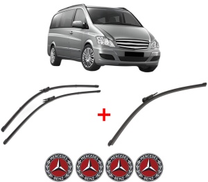 Set 3 stergatoare MERCEDES-BENZ VIANO (W639) din 2003 - 2007, pentru parbriz si luneta fata si spate auto, Valeo Silencio Xtrm, din cauciuc siliconat rezistent, 4 Stickere Auto MERCEDES-BENZ v12533