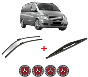 Set 3 stergatoare MERCEDES-BENZ VIANO (W639) din 2003 - 2007, pentru parbriz si luneta fata si spate auto, Bosch Twin, din cauciuc siliconat rezistent, 4 Stickere Auto MERCEDES-BENZ v10319