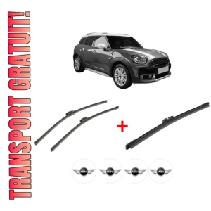 Set 3 stergatoare MINI MINI COUNTRYMAN (F60) din 2016 - 2019, pentru parbriz si luneta fata si spate auto, Bosch Aerotwin, din cauciuc siliconat rezistent, 4 Stickere Auto MINI