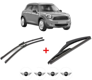 Set 3 stergatoare MINI MINI COUNTRYMAN (R60) din 2010 - 2016, pentru parbriz si luneta fata si spate auto, Valeo Silencio, din cauciuc siliconat rezistent, 4 Stickere Auto MINI v12838