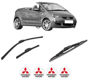 Set 3 stergatoare MITSUBISHI COLT CZC VI Convertible (RG) din 2006-2009, pentru parbriz si luneta fata si spate auto, Bosch Twin-Aerotwin Retrofit, din cauciuc siliconat rezistent, 4 Stickere Auto MITSUBISHI - Img 2