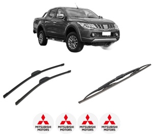 Set 3 stergatoare MITSUBISHI L200 / TRITON (KJ_, KK_, KL_) din 2014-2019, pentru parbriz si luneta fata si spate auto, Bosch Twin-Aerotwin Retrofit, din cauciuc siliconat rezistent, 4 Stickere Auto MITSUBISHI - Img 2