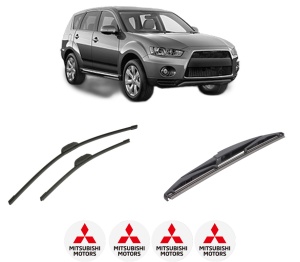 Set 3 stergatoare MITSUBISHI OUTLANDER III (GG_W, GF_W, ZJ, ZL, ZK) din 2012-2022, pentru parbriz si luneta fata si spate auto, Bosch Twin-Aerotwin Retrofit, din cauciuc siliconat rezistent, 4 Stickere Auto MITSUBISHI - Img 2