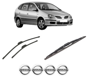 Set 3 stergatoare NISSAN ALMERA TINO (V10) din 2000-2006, pentru parbriz si luneta fata si spate auto, Bosch Twin-Aerotwin Retrofit, din cauciuc siliconat rezistent, 4 Stickere Auto NISSAN - Img 2