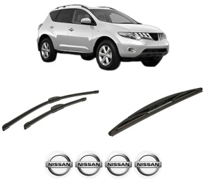 Set 3 stergatoare NISSAN MURANO II (Z51) din 2008-2014, pentru parbriz si luneta fata si spate auto, Bosch Twin-Aerotwin Retrofit, din cauciuc siliconat rezistent, 4 Stickere Auto NISSAN - Img 2
