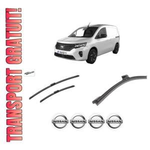 Set 3 stergatoare NISSAN TOWNSTAR EVALIA MPV (XFK) din 2024, pentru parbriz si luneta fata si spate auto, Bosch Aerotwin-Aerotwin, din cauciuc siliconat rezistent, 4 Stickere Auto NISSAN