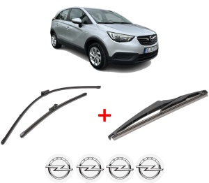 Set 3 stergatoare OPEL CROSSLAND X / CROSSLAND (P17, P2QO) din 2017 - 2019, pentru parbriz si luneta fata si spate auto, Valeo Silencio, din cauciuc siliconat rezistent, 4 Stickere Auto OPEL v12473