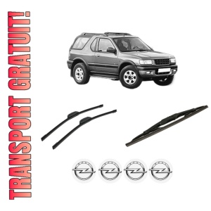 Set 3 stergatoare OPEL FRONTERA B (U99) din 1998-2004, pentru parbriz si luneta fata si spate auto, Bosch Twin-Aerotwin Retrofit, din cauciuc siliconat rezistent, 4 Stickere Auto OPEL