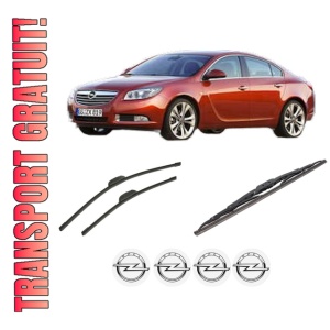Set 3 stergatoare OPEL INSIGNIA A Saloon (G09) din 2008-2017, pentru parbriz si luneta fata si spate auto, Bosch Twin-Aerotwin, din cauciuc siliconat rezistent, 4 Stickere Auto OPEL