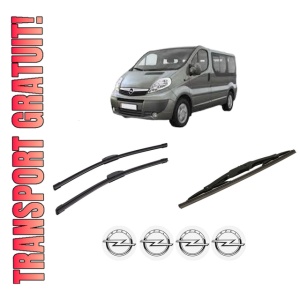 Set 3 stergatoare OPEL VIVARO A Bus (X83) din 2001-2014, pentru parbriz si luneta fata si spate auto, Bosch Twin-Aerotwin Retrofit, din cauciuc siliconat rezistent, 4 Stickere Auto OPEL