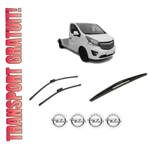 Set 3 stergatoare OPEL VIVARO B Platform/Chassis (X82) din 2014-2019, pentru parbriz si luneta fata si spate auto, Bosch Twin-Aerotwin Multi, din cauciuc siliconat rezistent, 4 Stickere Auto OPEL