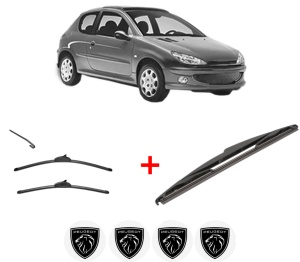 Set 3 stergatoare PEUGEOT 206 Hatchback (2A/C) din 1998 - 2012, pentru parbriz si luneta fata si spate auto, Valeo Silencio, din cauciuc siliconat rezistent, 4 Stickere Auto PEUGEOT v15478