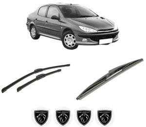Set 3 stergatoare PEUGEOT 206 Saloon din 2007-2008, pentru parbriz si luneta fata si spate auto, Bosch Twin-Aerotwin Retrofit, din cauciuc siliconat rezistent, 4 Stickere Auto PEUGEOT - Img 2