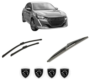 Set 3 stergatoare PEUGEOT 208 II (UB_, UP_, UW_, UJ_) din 2019-2023, pentru parbriz si luneta fata si spate auto, Bosch Twin-Aerotwin, din cauciuc siliconat rezistent, 4 Stickere Auto PEUGEOT - Img 2