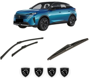 Set 3 stergatoare PEUGEOT 3008 III (KA_, KB_, KC_) din 2023-2024, pentru parbriz si luneta fata si spate auto, Bosch Twin-Aerotwin, din cauciuc siliconat rezistent, 4 Stickere Auto PEUGEOT - Img 2