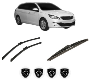 Set 3 stergatoare PEUGEOT 308 SW II Estate Van (LC_) din 2014-2021, pentru parbriz si luneta fata si spate auto, Bosch Twin-Aerotwin, din cauciuc siliconat rezistent, 4 Stickere Auto PEUGEOT - Img 2