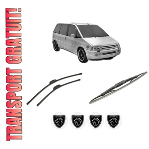 Set 3 stergatoare PEUGEOT 806 Van (AF_) din 1998-2003, pentru parbriz si luneta fata si spate auto, Bosch Twin-Aerotwin Retrofit, din cauciuc siliconat rezistent, 4 Stickere Auto PEUGEOT