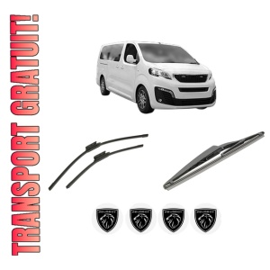Set 3 stergatoare PEUGEOT EXPERT Bus (V_) din 2016-2023, pentru parbriz si luneta fata si spate auto, Bosch Twin-Aerotwin, din cauciuc siliconat rezistent, 4 Stickere Auto PEUGEOT