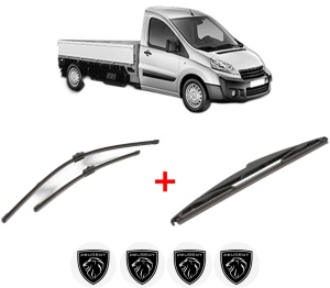 Set 3 stergatoare PEUGEOT EXPERT Platform/Chassis din 2007 - 2023, pentru parbriz si luneta fata si spate auto, Valeo Silencio, din cauciuc siliconat rezistent, 4 Stickere Auto PEUGEOT v15418