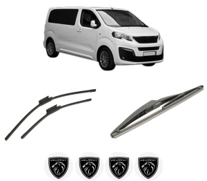 Set 3 stergatoare PEUGEOT TRAVELLER Bus (V_) din 2016-2023, pentru parbriz si luneta fata si spate auto, Bosch Twin-Aerotwin, din cauciuc siliconat rezistent, 4 Stickere Auto PEUGEOT - Img 2