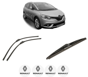 Set 3 stergatoare RENAULT SCENIC IV (J9_) din 2016-2022, pentru parbriz si luneta fata si spate auto, Bosch Twin-Aerotwin, din cauciuc siliconat rezistent, 4 Stickere Auto RENAULT - Img 2