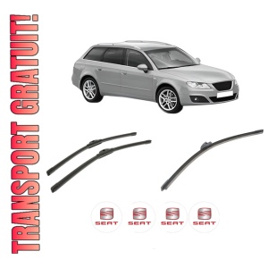 Set 3 stergatoare SEAT EXEO ST (3R5) din 2009-2013, pentru parbriz si luneta fata si spate auto, Bosch Aerotwin-Aerotwin, din cauciuc siliconat rezistent, 4 Stickere Auto SEAT