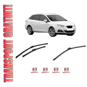 Set 3 stergatoare SEAT IBIZA IV ST (6J8, 6P8) din 2010-2016, pentru parbriz si luneta fata si spate auto, Bosch Aerotwin-Aerotwin, din cauciuc siliconat rezistent, 4 Stickere Auto SEAT