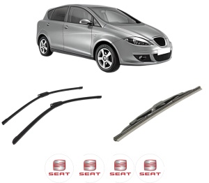 Set 3 stergatoare SEAT TOLEDO III (5P2) din 2004-2009, pentru parbriz si luneta fata si spate auto, Bosch Twin-Aerotwin, din cauciuc siliconat rezistent, 4 Stickere Auto SEAT - Img 2