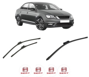 Set 3 stergatoare SEAT TOLEDO IV (KG3) din 2012-2019, pentru parbriz si luneta fata si spate auto, Bosch Aerotwin-Aerotwin, din cauciuc siliconat rezistent, 4 Stickere Auto SEAT - Img 2