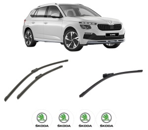 Set 3 stergatoare SKODA KAMIQ (NW4) din 2019-2020, pentru parbriz si luneta fata si spate auto, Bosch Aerotwin-Aerotwin, din cauciuc siliconat rezistent, 4 Stickere Auto SKODA - Img 2