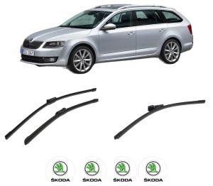 Set 3 stergatoare SKODA Octavia III Combi (5E5, 5E6) din 2012-2020, pentru parbriz si luneta fata si spate auto, Bosch Aerotwin-Aerotwin, din cauciuc siliconat rezistent, 4 Stickere Auto SKODA - Img 2