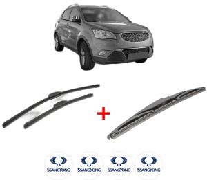 Set 3 stergatoare SSANGYONG KORANDO VAN din 2015, pentru parbriz si luneta fata si spate auto, Bosch Twin, din cauciuc siliconat rezistent, 4 Stickere Auto SSANGYONG v4074