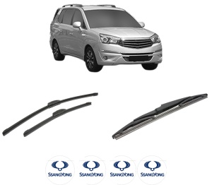Set 3 stergatoare SSANGYONG RODIUS II VAN (CA1) din 2015, pentru parbriz si luneta fata si spate auto, Bosch Twin-Aerotwin Retrofit, din cauciuc siliconat rezistent, 4 Stickere Auto SSANGYONG - Img 2