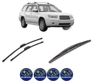 Set 3 stergatoare SUBARU FORESTER (SH_) din 2008-2013, pentru parbriz si luneta fata si spate auto, Bosch Twin-Aerotwin Retrofit, din cauciuc siliconat rezistent, 4 Stickere Auto SUBARU - Img 2