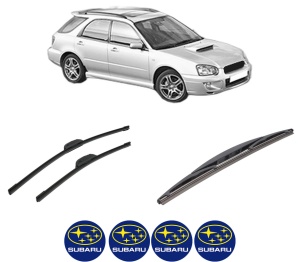 Set 3 stergatoare SUBARU IMPREZA Estate (GG) din 2000-2008, pentru parbriz si luneta fata si spate auto, Bosch Twin-Aerotwin Retrofit, din cauciuc siliconat rezistent, 4 Stickere Auto SUBARU - Img 2