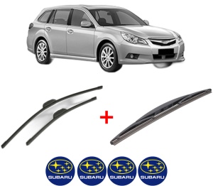 Set 3 stergatoare SUBARU LEGACY V Estate (BR) din 2009 - 2014, pentru parbriz si luneta fata si spate auto, Bosch Twin, din cauciuc siliconat rezistent, 4 Stickere Auto SUBARU v4799