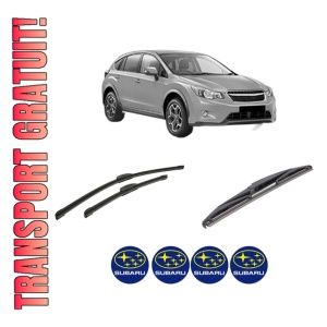 Set 3 stergatoare SUBARU XV (_GP_) din 2012-2017, pentru parbriz si luneta fata si spate auto, Bosch Twin-Aerotwin Retrofit, din cauciuc siliconat rezistent, 4 Stickere Auto SUBARU
