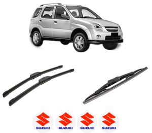 Set 3 stergatoare SUZUKI IGNIS II (MH) din 2003, pentru parbriz si luneta fata si spate auto, Bosch Twin-Aerotwin Retrofit, din cauciuc siliconat rezistent, 4 Stickere Auto SUZUKI - Img 2